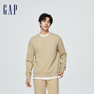 GAP男女裝春秋L(fēng)OGO純色基礎款圓領(lǐng)衛衣891047套頭上衣 卡其色 165/88A(S)亞洲尺碼