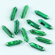 晶來(lái)晶往天然水晶雙尖六棱柱擺件原石打磨紅黃粉黑水晶柱子DIY吊墜工藝品 孔雀石（一個(gè)）