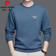 皮爾卡丹（pierre cardin）男士衛衣秋冬款重磅無(wú)帽含蠶絲t恤長(cháng)袖寬松大碼落肩袖圓領(lǐng)打底衫