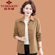 俞兆林（YUZHAOLIN）中年媽媽外套春秋薄款時尚大碼中老年女春裝襯衫長袖氣質(zhì)上衣50歲 卡其色 XL (參考90-105斤)