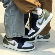 NIKE耐克男鞋女鞋春夏季新款A(yù)ir Jordan情侶低幫板鞋運(yùn)動籃球鞋子aj1 黑綠553558/553560-092 38.5 GS