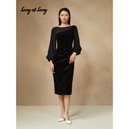 歌中歌Song of Song秋季專選法式黑天鵝赫本風(fēng)絲絨小 黑色 2XL 44