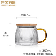 左茗右器玻璃泡茶杯茶水分離家用帶內(nèi)膽過濾花茶杯辦公室個(gè)人喝水杯會(huì)議杯 貴妃杯-竹蓋350ml
