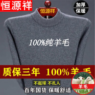 恒源祥羊毛絨衫男士100男中年秋冬季常規(guī)款羊毛絨毛衫中老年高 領毛衣 HYX半高 領灰色 170/L 建議120-140斤