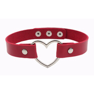 千寶萊原宿軟妹PU皮桃心愛(ài)心形項圈女頸帶鎖骨項鏈短款 紅色