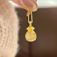 瑞諾黃金小福袋項(xiàng)鏈女足金錢袋子吊墜韋雪同款生日情人節(jié)禮物送女友 福袋吊墜+925銀鏈/金重約2.87克