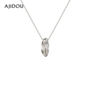 AJIDOU阿吉豆項鏈女小眾設計女神百搭休閑簡約精致銀色頸鏈鎖生日禮物女 銀色 39cm 總長延長鏈6cm