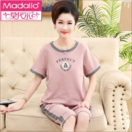 莫代爾夏季中年媽媽棉睡衣女短袖七分褲家居服夏天中老年人套裝 N-9839 3XL【適合體重：160-180斤】