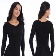 翡遇膚色勾手指舞蹈打底衫 肉色緊身衣套手指演出服 膚色保暖隱形上衣 黑色【套拇指】上衣 80-100斤穿