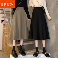 紅蜻蜓半身裙女高腰傘裙2025春秋新款女裝西裝裙中長款A(yù)字裙裙子長裙 黑色 S
