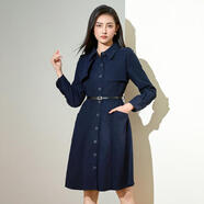 詩(shī)萌燈芯絨兩穿式連衣裙女秋季2024搭片設(shè)計(jì)感長(zhǎng)袖通勤顯瘦裙子女 藏青 S
