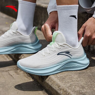 安踏（ANTA）男鞋秋季運動(dòng)鞋男士2025新款網(wǎng)面透氣軟底跑步鞋男輕便休閑鞋子男 象牙白/淡鋼藍 39
