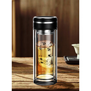 富光玻璃杯 雙層個性定制刻字男便攜泡茶杯辦公玻璃水杯家用杯子 360毫升定制配圖（敬往事一