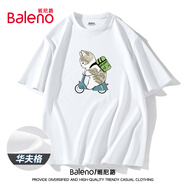 班尼路（Baleno）夏季短袖男女款潮牌定制卡通貓百搭上衣t恤運動(dòng)寬松五分袖衣服