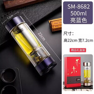 清水玻璃杯高檔茶水分離茶杯帶拎環(huán)過濾茶杯SM-8702/8682禮品辦公水杯 亮藍(lán)色 500ml 1只