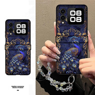 適用華為novaflip手機殼新款感novaflip折疊屏女nov防摔手機保護殼套 洛可可孔雀+帶透明水晶白鏈條(浮雕手 華為 nova Flip