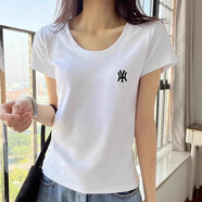方領(lǐng)打底衫女夏季新款灰色短袖t恤大領(lǐng)口內(nèi)搭正肩純棉顯瘦上衣服 白色 L