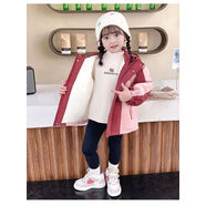 倉鼠果 cangshuguo女童外套加絨冬裝2024新款兒童棉服女寶寶庫洛米沖鋒衣上衣春秋款 落落米加絨外套粉色 120 建議身高105cm左右