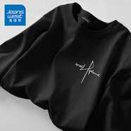 真維斯（Jeanswest）白色打底衫男2025新款春秋重磅純棉內搭上衣學(xué)生圓領(lǐng)長(cháng)袖T恤男士 黑色(自由意志胸標) S (165) (品控嚴格)