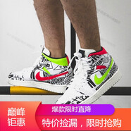 耐克（NIKE）新款男鞋籃球鞋倒鉤AIR JORDAN 1 AJ1 高幫紫鉤藍(lán)紅拼接運(yùn)動(dòng)鞋 554724-119 涂鴉 40.5