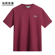 馬克華菲圓領T恤男春夏季簡約男士休閑打底衫透氣舒適短袖 深紅 50/M 