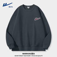 回力（Warrior）圓領(lǐng)衛衣男春秋情侶裝重磅新款春季寬松大碼上衣服ins潮流外套男 【春秋款】中灰-HL3彩手繪標 3XL 3XL