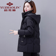 俞兆林 中年棉襖女冬季2023新款時(shí)尚洋氣寬松連帽加絨加厚棉衣棉服女 黑色 M 【建議80-95斤】