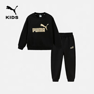 彪馬 新款兒童金銀標大LOGO加絨套裝 黑色90001 150 