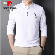 皮爾卡丹（pierre cardin）男裝長(zhǎng)袖t恤男士2024翻領(lǐng)寬松中年男裝POLO 衫上衣服 A88白色【高品質(zhì)款】 L 【建議110-130斤】