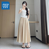 真維斯（Jeanswest）女裝山本裙新款夏季通勤高腰A字顯瘦垂墜感時(shí)尚百搭半身裙裙子GL 奶杏色8170 S 155/60A