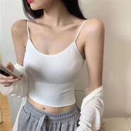 妙奕嘉吊帶背心女帶胸墊內(nèi)搭可外穿設(shè)計感無袖打底白搭胸罩一體美背性感 螺紋細(xì)肩帶小背心【均碼 白色】