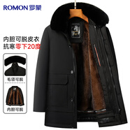 羅蒙冬季棉衣男士加絨毛領(lǐng)派克服中老年爸爸裝保暖防寒棉襖棉服外套