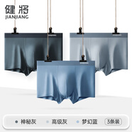 健將男士?jī)?nèi)褲男莫代爾平角褲5A級(jí)抑菌冰絲無(wú)痕透氣四角褲衩禮盒裝 (神秘灰+高級(jí)灰+夢(mèng)幻藍(lán)) 3條 L (腰1.9-2.1尺 重90-110斤)