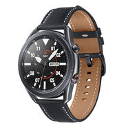 適用三星galaxy watch3表帶45mm/41mm三星Gear S3/S4手表真皮表帶 皮革黑色-黑扣 三星watch3【45mm表盤(pán)】