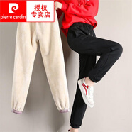 皮爾卡丹（pierre cardin）運動褲女秋冬加絨加厚202525新款女褲寬松直筒休閑褲子衛(wèi)褲女潮 純黑【羊羔絨】束腳 S
