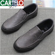 卡帝樂鱷魚（CARTELO）低幫一腳蹬休閑男皮鞋秋季簡約套腳男鞋黑色商務(wù)工作鞋子 深灰色套腳7869 39 EUR