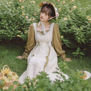 衣彩灣公主裙歐式田園風(fēng)連衣裙子法式洛麗塔日常輕lo巴伐利亞女高端潮流 杏色長(cháng)袖 s