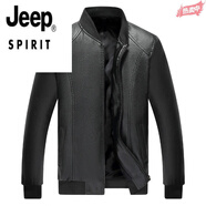 JEEP SPIRIT品牌男裝 2024春秋新款男士休閑商務(wù)PU皮衣百搭商務(wù)休閑機(jī)車(chē)夾克 棒球衫 薄款 3XL 58 (155-175斤)