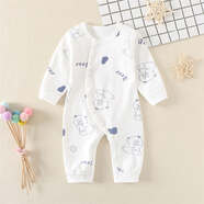 早產(chǎn)兒嬰兒衣服低體重早產(chǎn)寶寶連體按扣哈衣小碼小碼超小純棉 牛奶熊按扣連四季款 38cm M 適合4-5斤早產(chǎn)寶寶