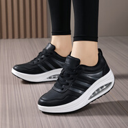 HKQD運動(dòng)鞋女2025春秋新款夢(mèng)之隊廣場(chǎng)舞蹈鞋皮面防水跳操搖搖鞋旅游鞋 牛筋底2309黑色  39