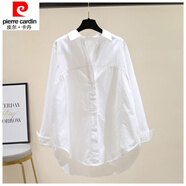 皮爾卡丹（pierre cardin）23年新款純棉長(cháng)袖襯衫女外穿新款韓版寬松洋氣休閑襯衣上衣外套IN 白色 L (建議101-115斤)