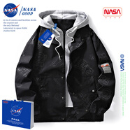 NASAGOOD官方外套男春秋季潮流休閑夾克男士工裝棒球服上衣服春季男裝大碼 NASA13黑色【常規(guī)款】 XL （建議125-145斤）