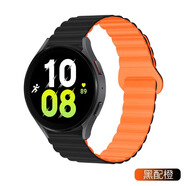 watchbond適用三星手表Galaxy watch8表帶7/FE表帶6/5/4磁吸硅膠watch5pro腕帶6智能男女a(chǎn)ctive1/2時(shí)尚腕帶 【回環(huán)磁吸硅膠】黑配橙 適用三星watch8/8classic-黑色連接器