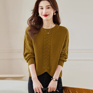 閱櫻針織衫女寬松秋冬新款女裝韓版純色顯瘦學(xué)生套頭毛衣女內搭打底衫 黃色 XL(115-125斤)