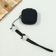 琦羽熙適用于小米Air4SE耳機保護套水晶卡通純色硅膠連體防摔軟殼 黑色+雙水晶帕恰狗可調節掛繩 小米Air4SE