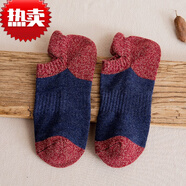 木子彤男春秋季毛巾底加厚運動短襪 全棉吸汗防臭運動襪子 淺口短筒船襪 藍紅5雙 5雙 鴨舌復古毛巾襪37-42