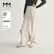 麥檬秋冬爆款版型MM麥檬口碑褲軟糯冬日神褲絨感直筒顯瘦針織休閑褲 米白5F8952692-2（秋季5~25℃） M （105-120斤）