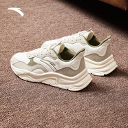 安踏（ANTA）男鞋休閑老爹鞋2025新款秋季網(wǎng)面透氣跑步鞋輕便厚底運動(dòng)鞋子男士 8816白綠-13 （皮面防潑水） 39