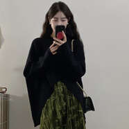現(xiàn)寶蓮微胖冬裝搭配一整套法式設(shè)計感針織衫毛衣新中式復(fù)古感套裝裙 針織上衣【秋裝女款2024年/清冷 M 【建議85-100斤】