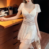 堂峻性感裙子夜店微胖夜場女裝秋季新款欲風(fēng)性感低胸V領(lǐng)修身收腰 白色 L